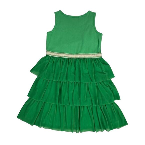 Hanna Andersson Girls 6-7 Swish Sparkle Dress With Tulle Tiers Green - Picture 2 of 7